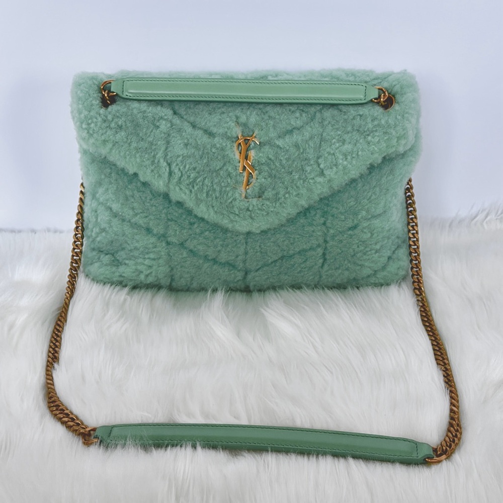 Yves Saint Laurent Iced Mint Small Merino Shearling Lambskin Loulou Puffer